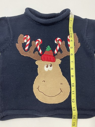 SKYR boys Vintage Reindeer Christmas Sweater Sz 5 Navy Woven - Picture 5 of 7