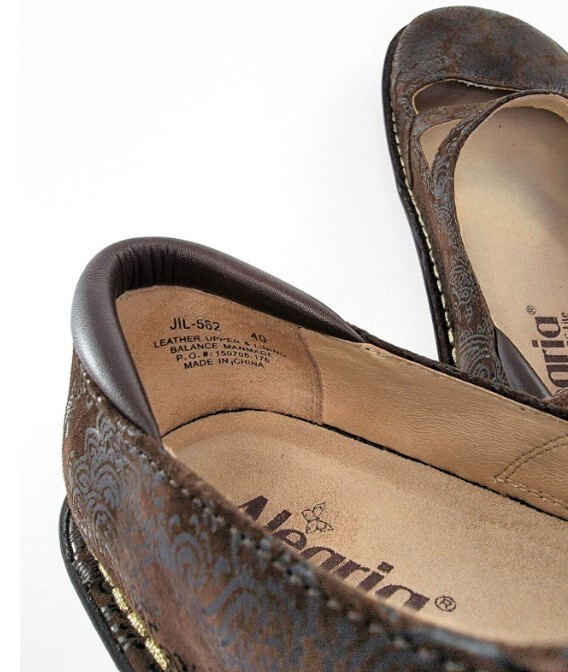Alegria Mary Jane Comfort Shoes Jil Brown Paisley Embossed Leather