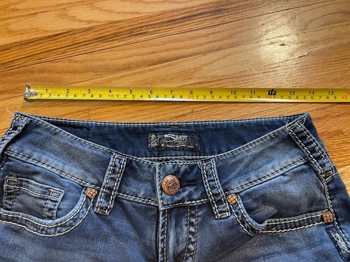Damen SILBER Jeans Suki Mid Rise Capri Blau Denim Jeans Dicke Nähte Gr. W28/L24 - Bild 10 von 12