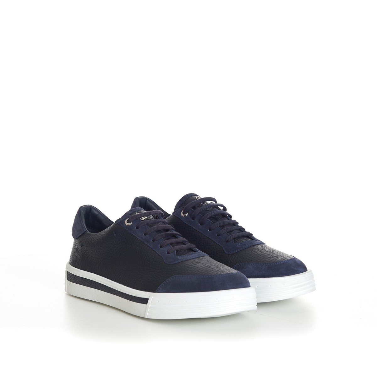 STEFANO RICCI 1250$ Blue Calfskin Low Top Leather Lace Up Sneakers