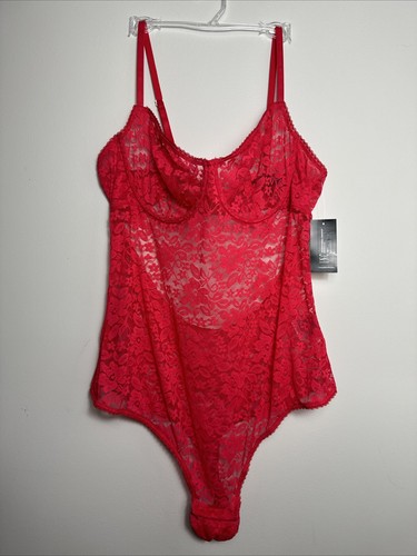 I.N.C. International Concepts Sheer Lace Cup Lingerie Bodysuit Ski Patrol Red 2X - Bild 2 von 8