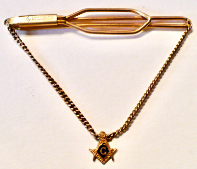 Vintage Mason Masonic 1/20 12K Gold Filled Tie Bar Emblem Very Nice Original Con