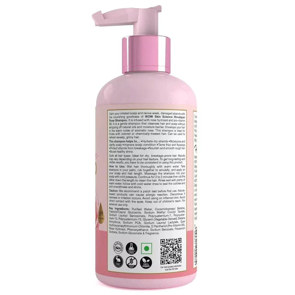 WOW Skin Science Himalayan Rose Shampoo with Rose Hydrosol 300ml - Image 2 of 3