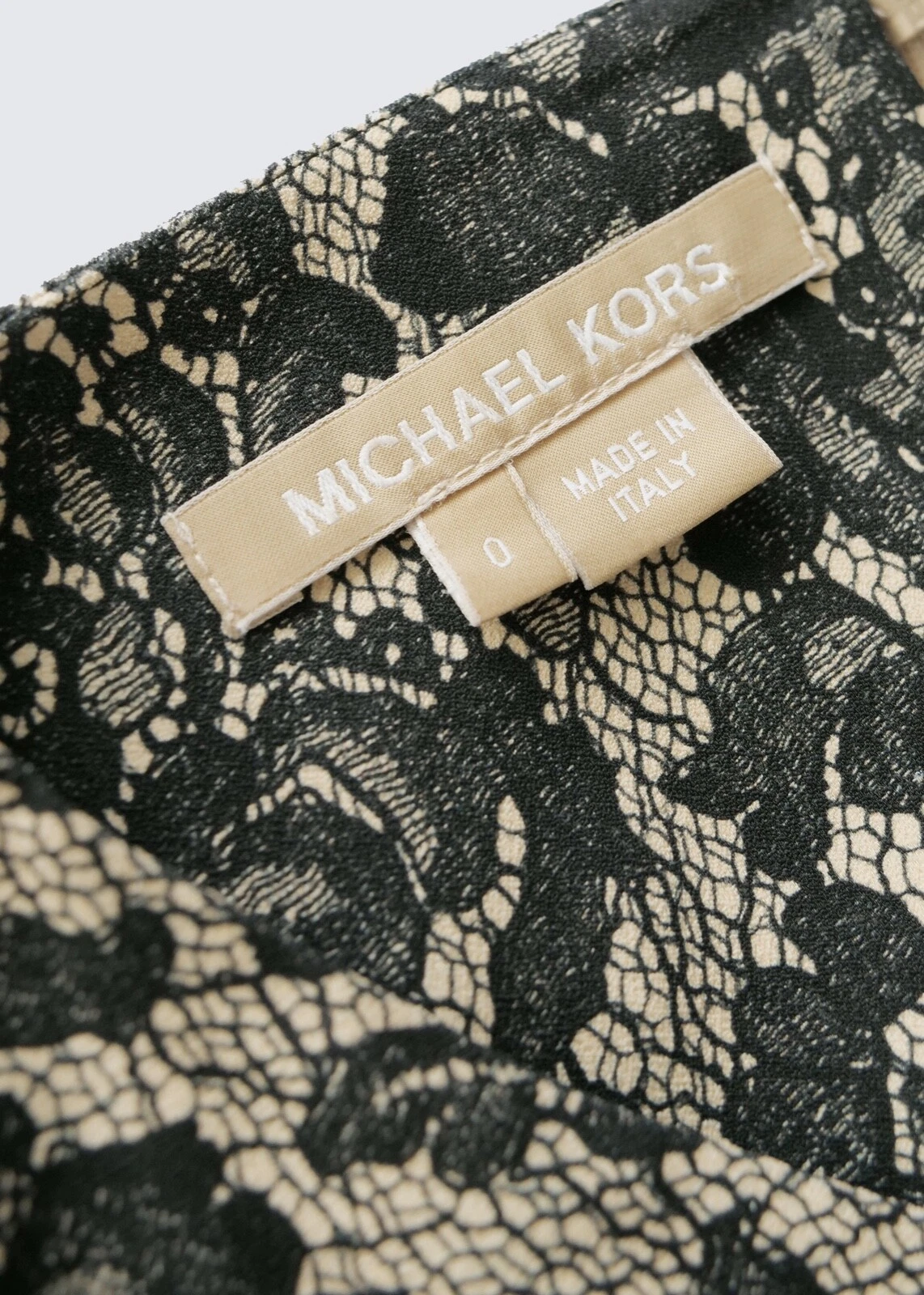 Abito body Michael Kors nudo e nero stampa digitale pizzo US 0 UK 6 XS