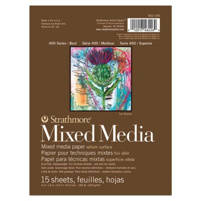 Strathmore 400 Serie Mixed Media Pergament Pad | 6'' x 8'' | 300 g/m² | Tonoptionen