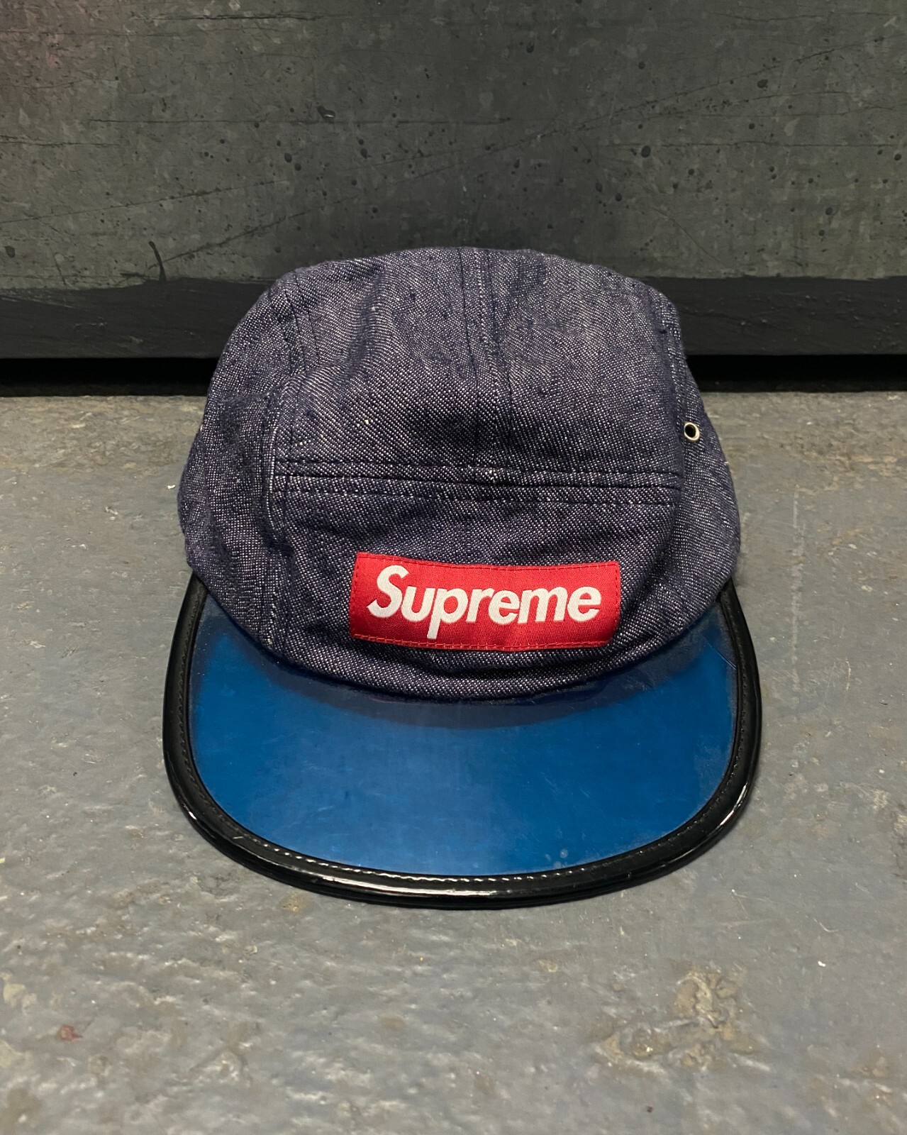 Supreme синий Angler джинсовой ткани синий хлопок красная коробка логотип 5 панели шляпа крышки (S/S 2014)