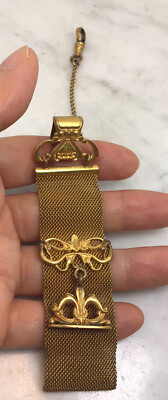 Antique D. F. B. CO Mesh Gold Filled Picket Watch Chain