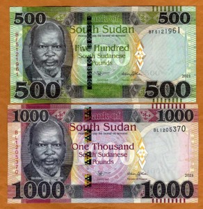 SET South Sudan, 500-1000 Pounds, 2021 P-new, New Date, New Signature UNC