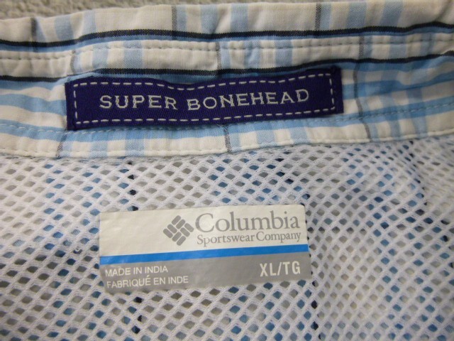 Columbia PFG Super Bonehead Shirt Mens XL Blue Plaid North Carolina Vented Fish thumbnail 4