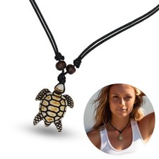 Surferkette mit Schildkröten Anhänger Textilkette Strandschmuck Boho Style 