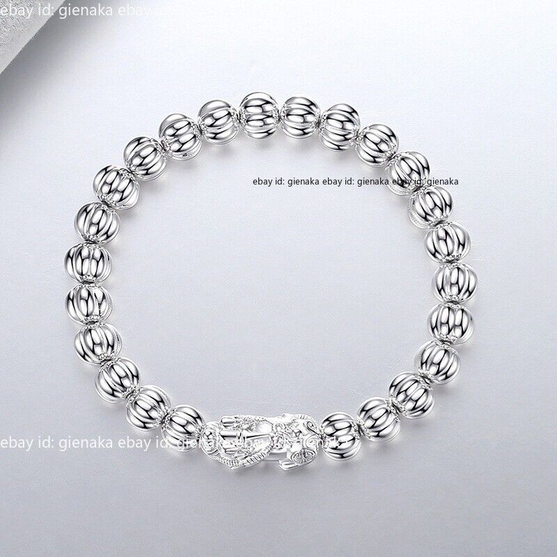 Pure PT950 Platinum 950 8mm Pumpkin Beads Pixiu Men Women Pure PT950 Platinum 950 8mm Pumpkin Beads Pixiu Men Women