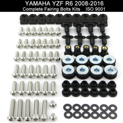 Fit For 2008-2016 Yamaha YZF R6 Stainless Steel Fairing Bolt Bodywork Screws Kit