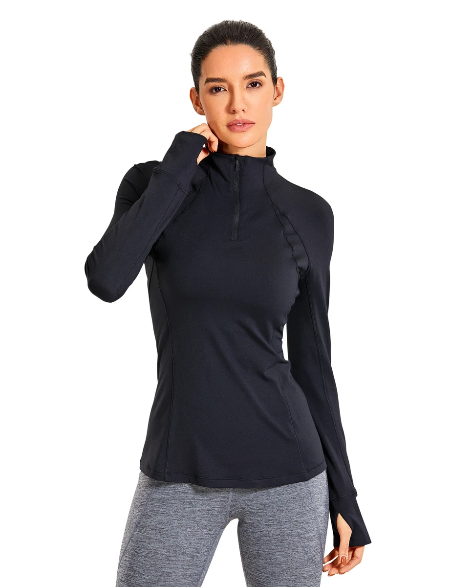 CRZ YOGA Women's Long Sleeve Quarter-Zip Slim Fit Yoga Tops Workout Shirts