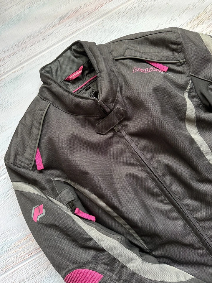 Probiker Lausanne II Ladies Textile Motorcycle Jacket Black/Grey/Pink Size 36 - Image 2 of 4