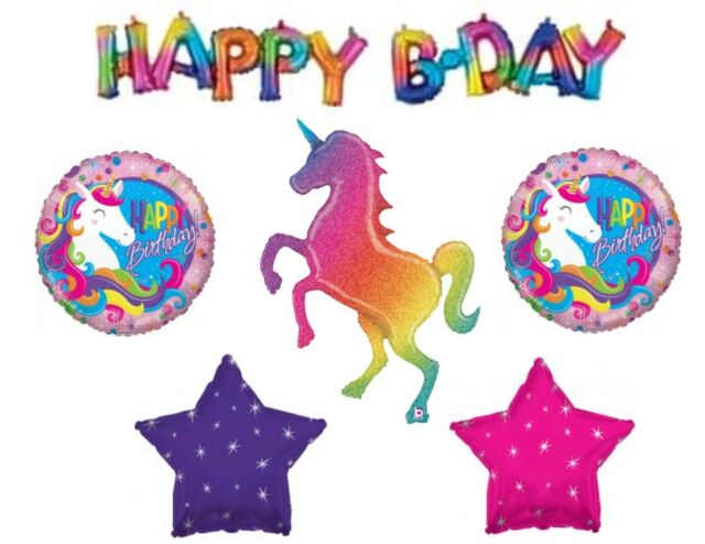 rainbow xl unicorn happy birthday letters party balloons decoration
