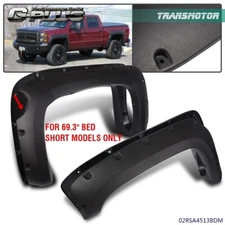 4X Textured Fit For 07-13 Chevy Silverado 1500 69"Bed Fender Flares Pocket Style