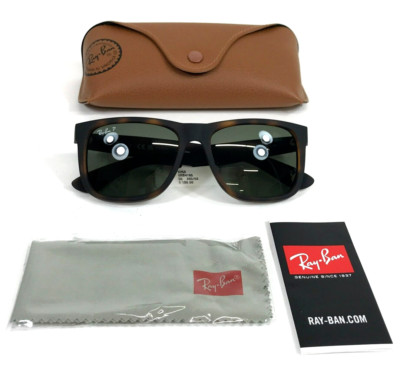 Ray-Ban Sunglasses RB4165 JUSTIN 865/9A Matte Tortoise Asian Fit Green Polarized