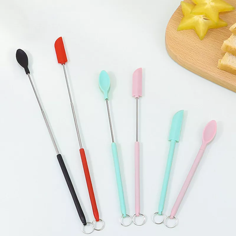 Mini Silicone Telescopic Spatula Jars Scraper Small Silicone Spatula for Kitchen