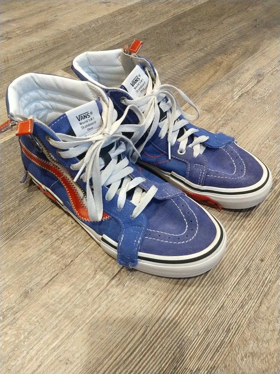 Vans SK8-Hi Reissue Cap Red, White, Blue MultiColor Zippered Shoes Sz