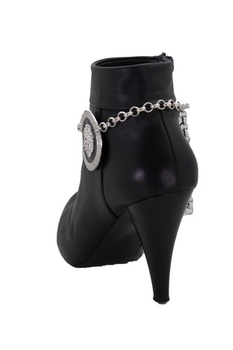 Mujer Plata Color Cadena Metal Occidental Botas Pulsera Zapato León Moneda Dije - Imagen 13 de 13