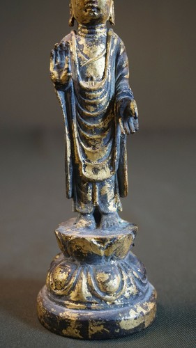 Very Rare Korean Joseon Dynasty Real Gold Filled Gilt Bronze Buddha Statue - Picture 10 of 12