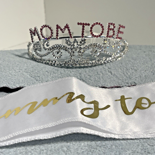 Baby Shower Decoration, MoM To Be Tiara, Mommy To Be Sash - Picture 1 of 2