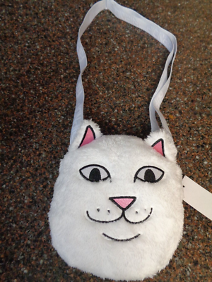 RIPNDIP Lord Nermal White Sherpa Crossbody Bag White Zipper  