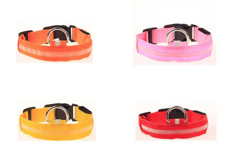 New Nylon Pet Dog Collar LED Light Lightup Flashing Glow Cat Collar