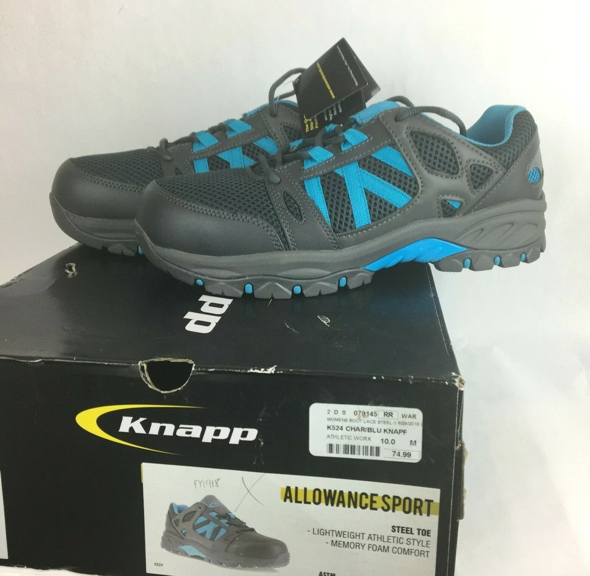 Women s Knapp Safety Work Shoes Steel Toe Blue Gray Size 10 eBay