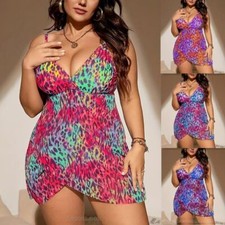 Plus Size Women Tankini Swimdress Swimsuit Beachwear Push Up Swimwear