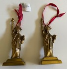 Set of 2 Restoration Hardware Brass  Statue of Liberty Christmas Ornament 5"