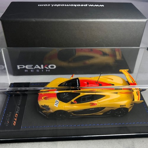 1/43 Scale Peako Model McLaren P1 GTR Yellow with Red Strips #32214