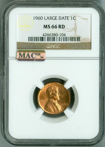 1960 Large Date Cent NGC MS66 RD MAC PQ Penny, Beautiful Color & Shine, Spotless