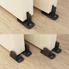 Black Aluminum Floor Guide Sliding Barn Door Hardware Bypass Door Guide Set of 2
