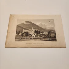 View Of Melrose Abbey Scotland c. 1830 Engraving (345)
