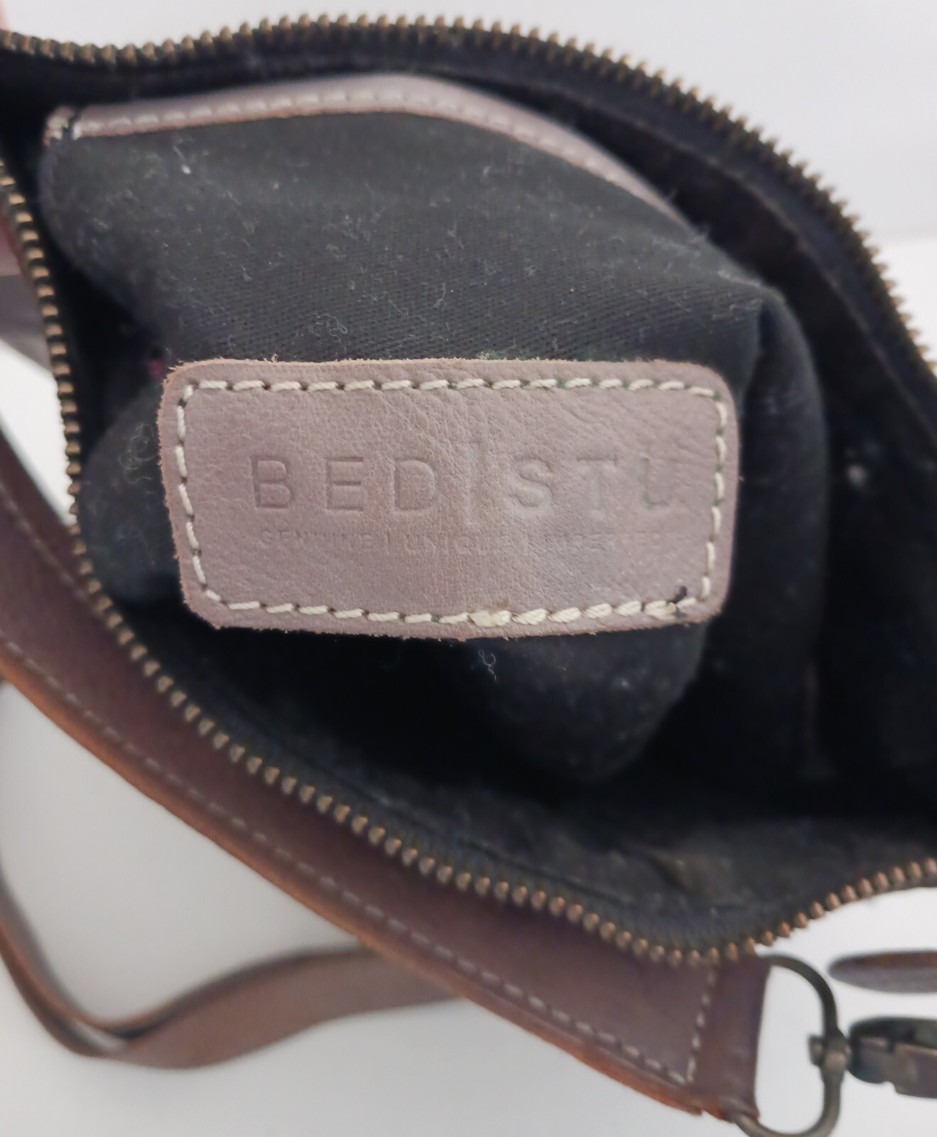 BED/STU Tahiti Crossbody Fold Top Bag Taupe Rustic Dappled Genuine