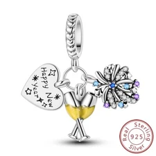 MULA 925 Sterling Silver DIY Charm AAA CZ Happy New Year LOVE For Women Bracelet