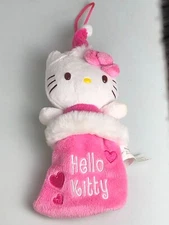 Hello Kitty plush  ornament Hello Kitty in Stocking 2010 pink santa hat 8" Mini