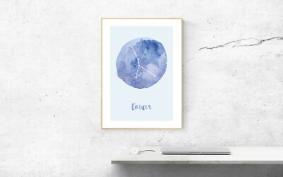 KREBS Sternzeichen Sternzeichen Astrologie Horoskop Aquarell Buntdruck Poster A4