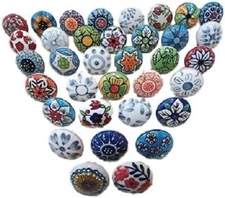 20 X Mix Vintage Look Flower Ceramic Knobs Door Handle Cabinet Drawer Cupboard P
