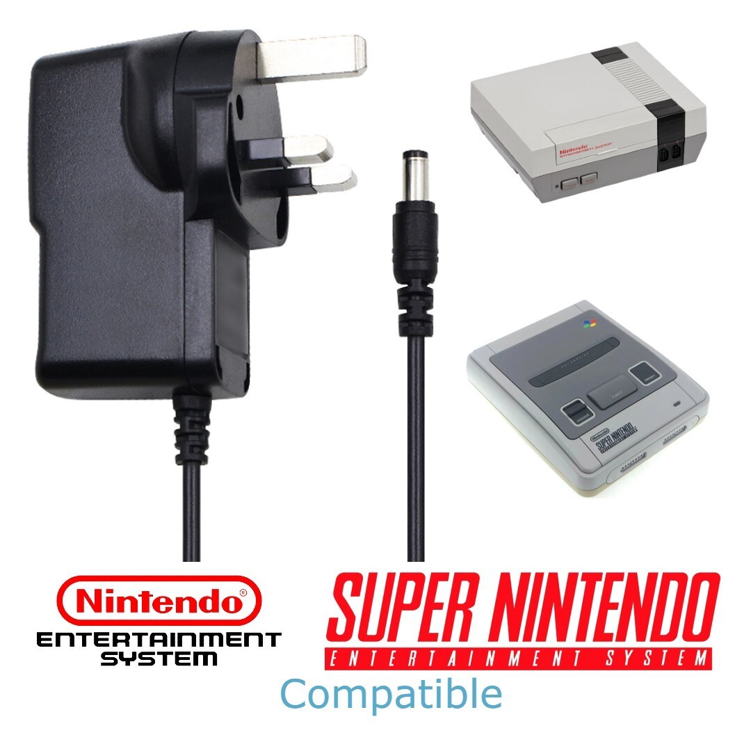 9V AC/DC Power Supply PSU Pin UK Plug For SNES Super Nintendo