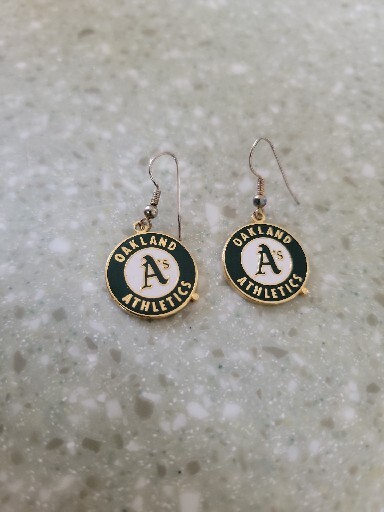 OAKLAND A’s PETER DAVID COLLECTIBLE MLB BASEBALL TEAM LOGO EARRINGS