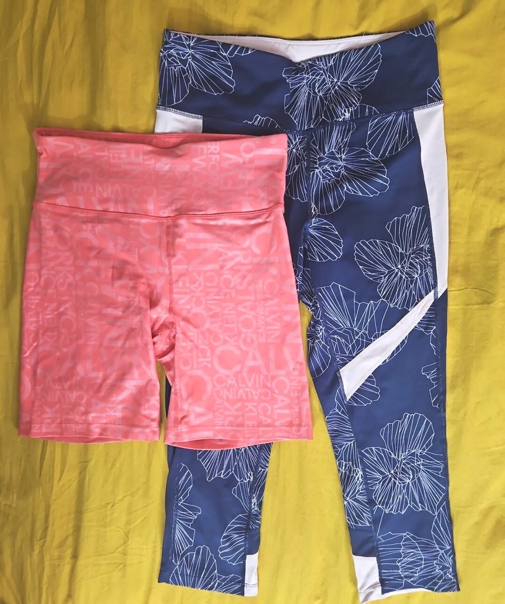Calvin Klein Lot of Bike Shorts Neon Orange/30 In Legging Floral