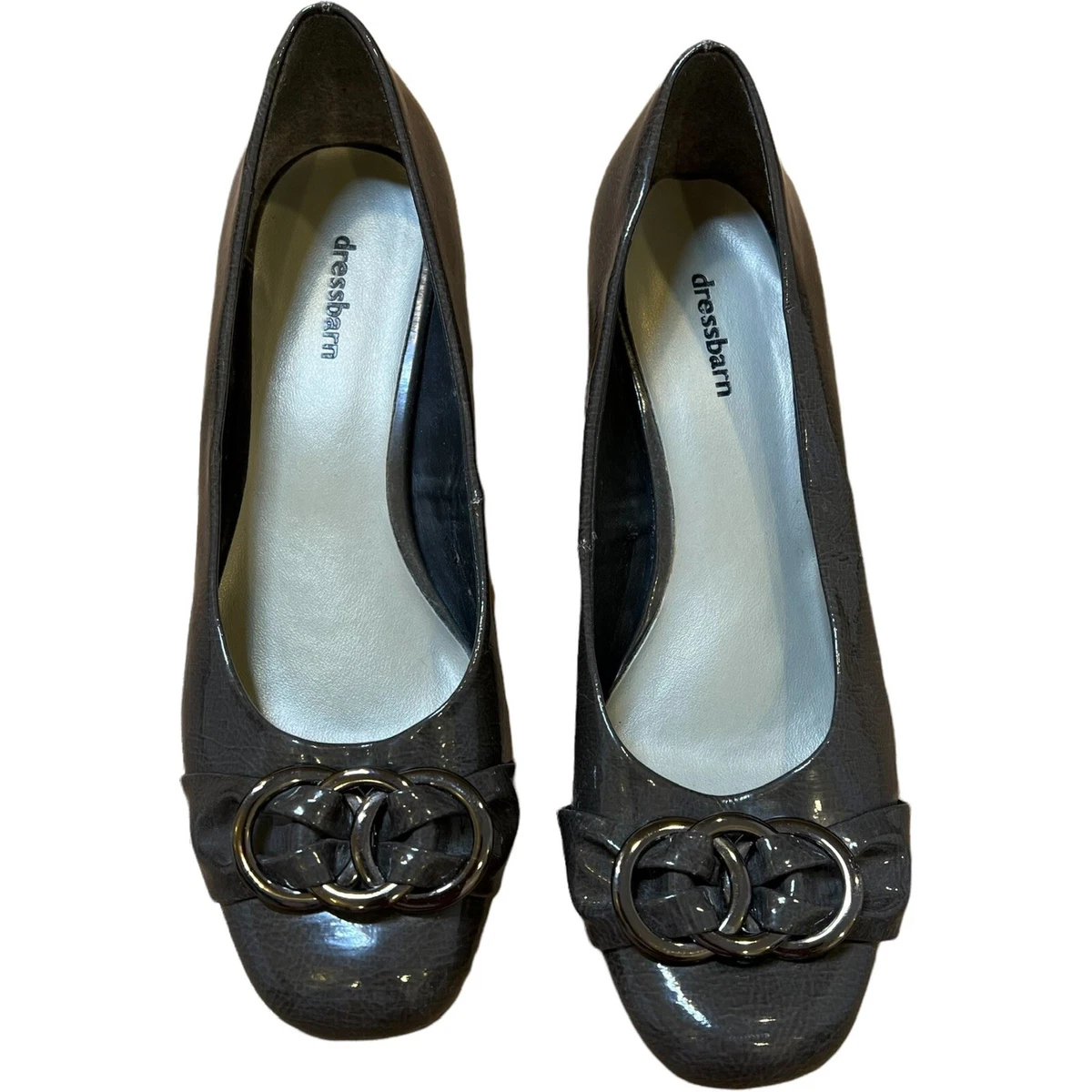 Dress Barn Wedge Shoes Womens Size 8 Gray Shiny Chain Decor Embellished Toe  Box | eBay