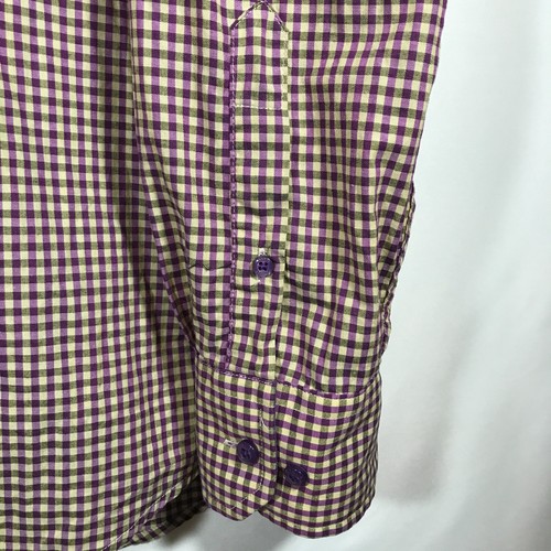 Tallia Shirt Men's X-Large 17 1/2 Purple Beige Gingham Long Sleeve Button Up - Picture 11 of 12