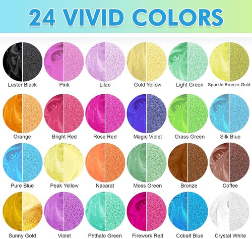 Mica Powder,24 Colors -10g/Bottle of Natural Pigment Powder Soap Making Candle - Picture 3 of 6