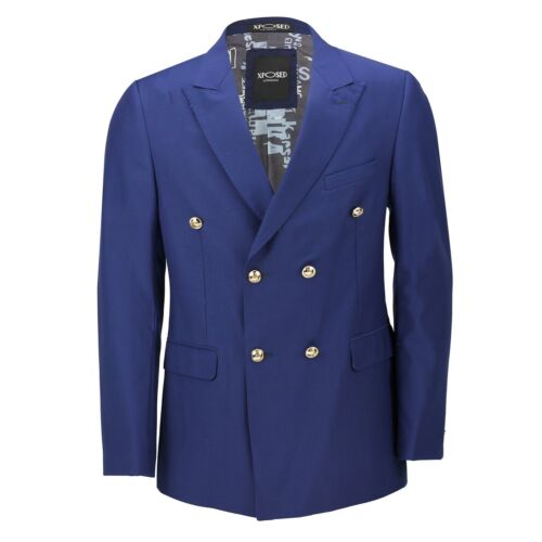  Klassische Passform doppelreihig marineblaue Blazer Goldknöpfe Vintage Jacke für Herren - Bild 1 von 5