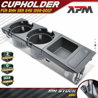 Grau Getränkehalter Münzbox Cupholder Mittelkonsole für BMW 3ER E46 1998-2007