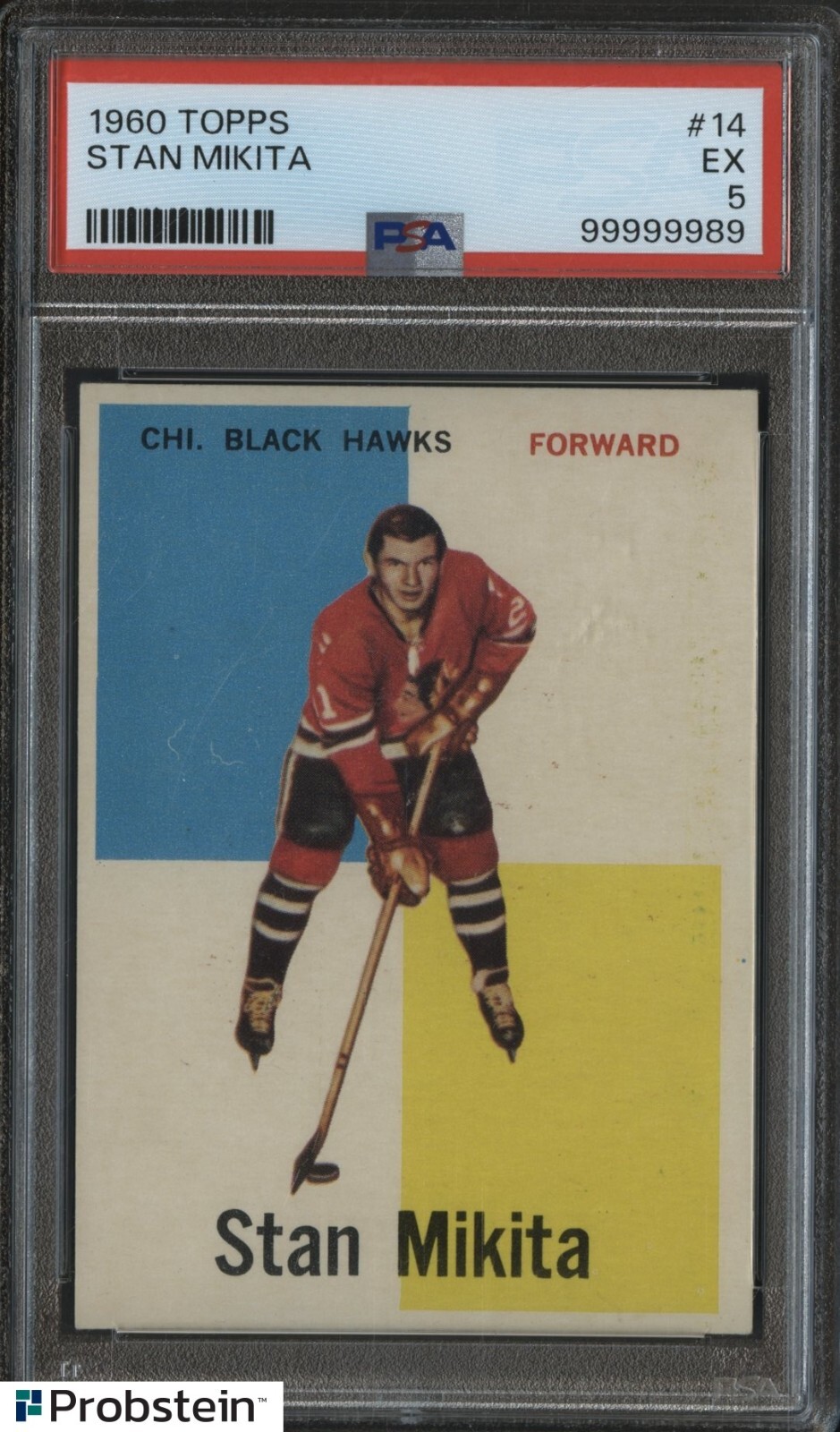1960 Topps Hockey #14 Stan Mikita Black Hawks HOF PSA 5 EX