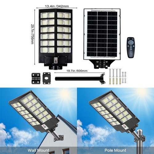 2PCS 9000W Commercial Solar Street Light Dusk to Dawn Parking Lot Road Area Lamp - Picture 3 of 11